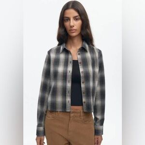 NWT Kotn Cropped Flannel Shirt